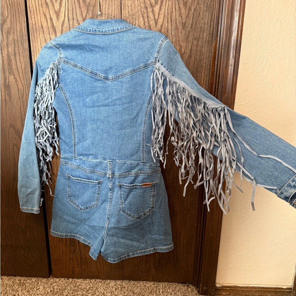 Fringe Denim romper